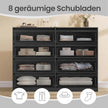 Commode - 8 Lades - Modern - 119 cm Breed - Ebbenzwart