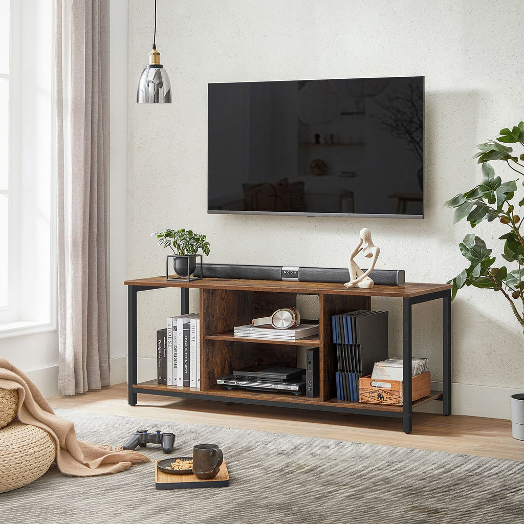 TV-möbler-öppna fack-40 x 120 x 50 cm-vintage brun-svart