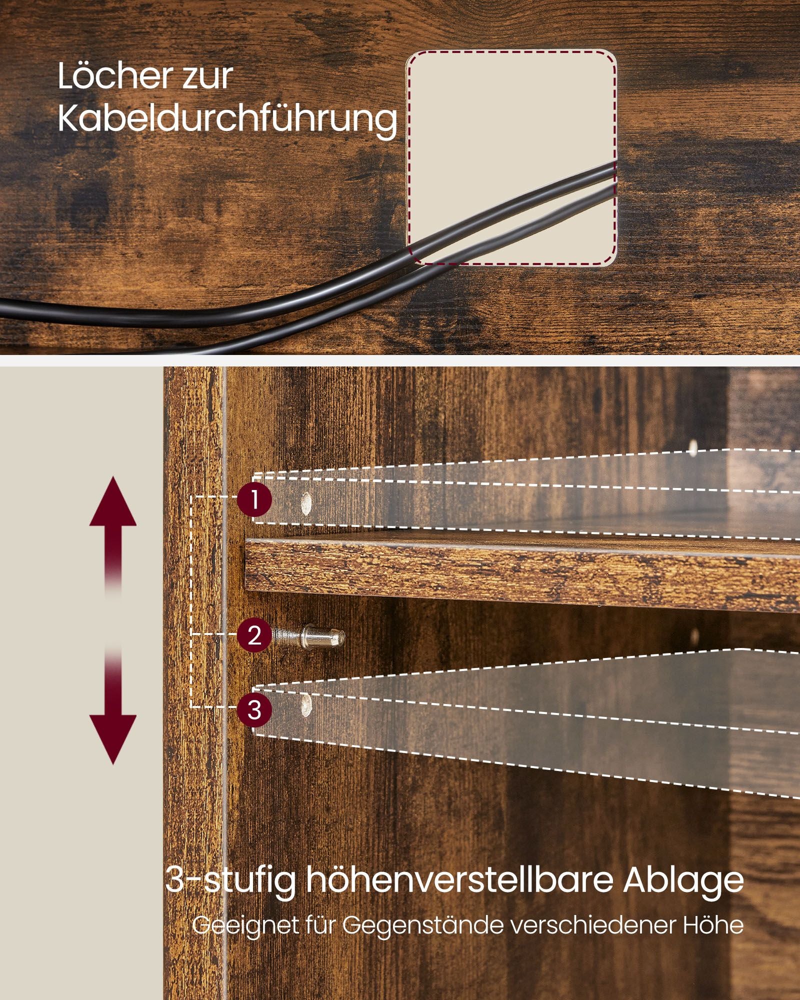 TV-möbler med öppna fack som är lämpliga för tv-apparater upp till 65 tum