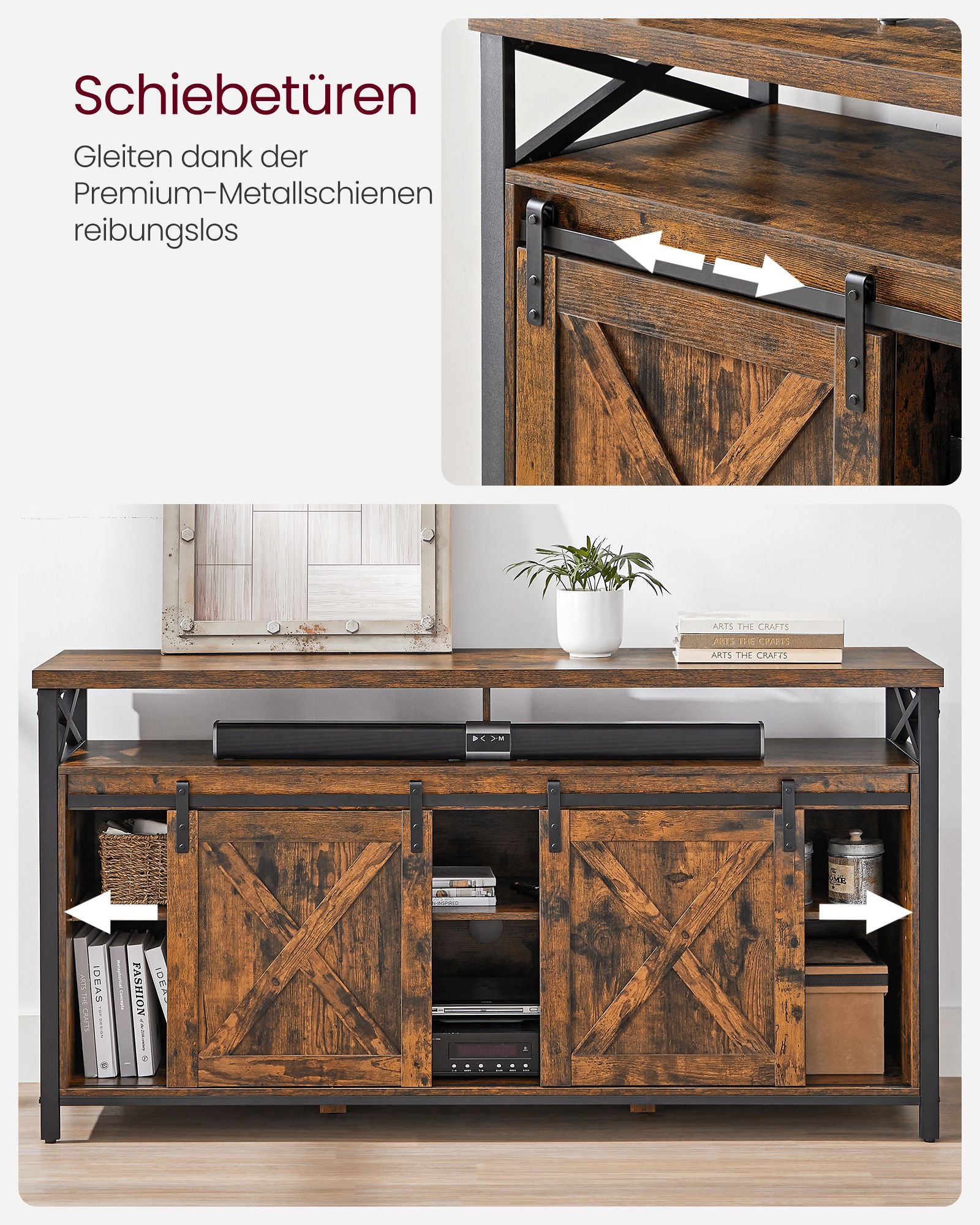 Tv-möbler-land stil-vintage brun-zwart