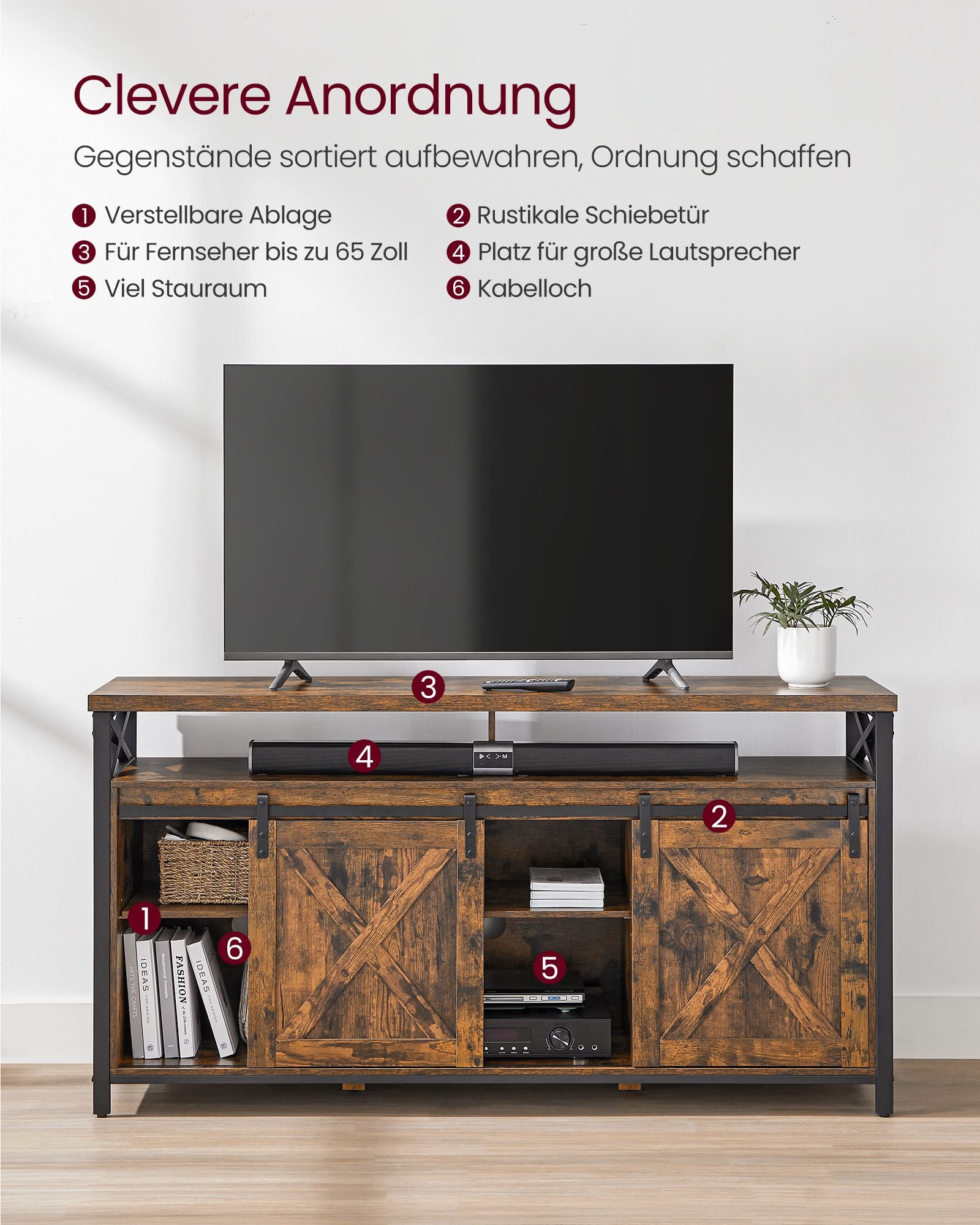 Tv-möbler-land stil-vintage brun-zwart