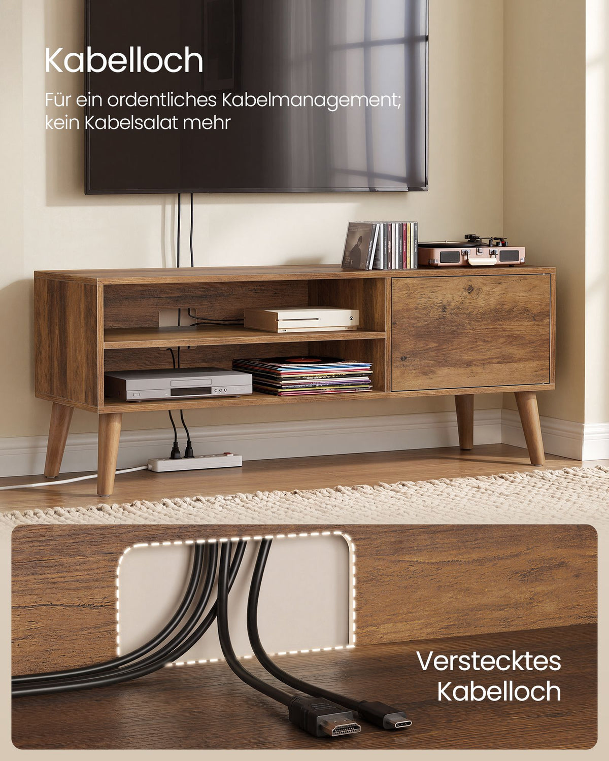Tv-meubel - Voor Televisies tot 65 Inch - Warm aardbruin - 120 x 40 x 49 cm