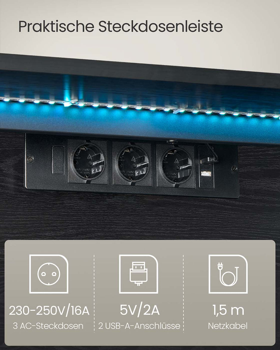 Hängande TV lowboard – Modern design – Svart ebenholts
