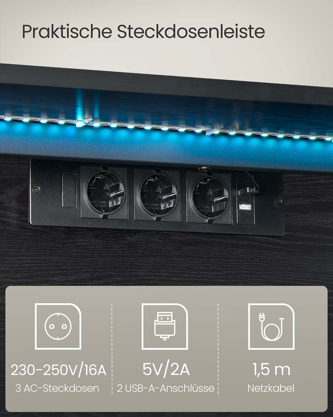 Hängande TV lowboard – Modern design – Ebenholtssvart