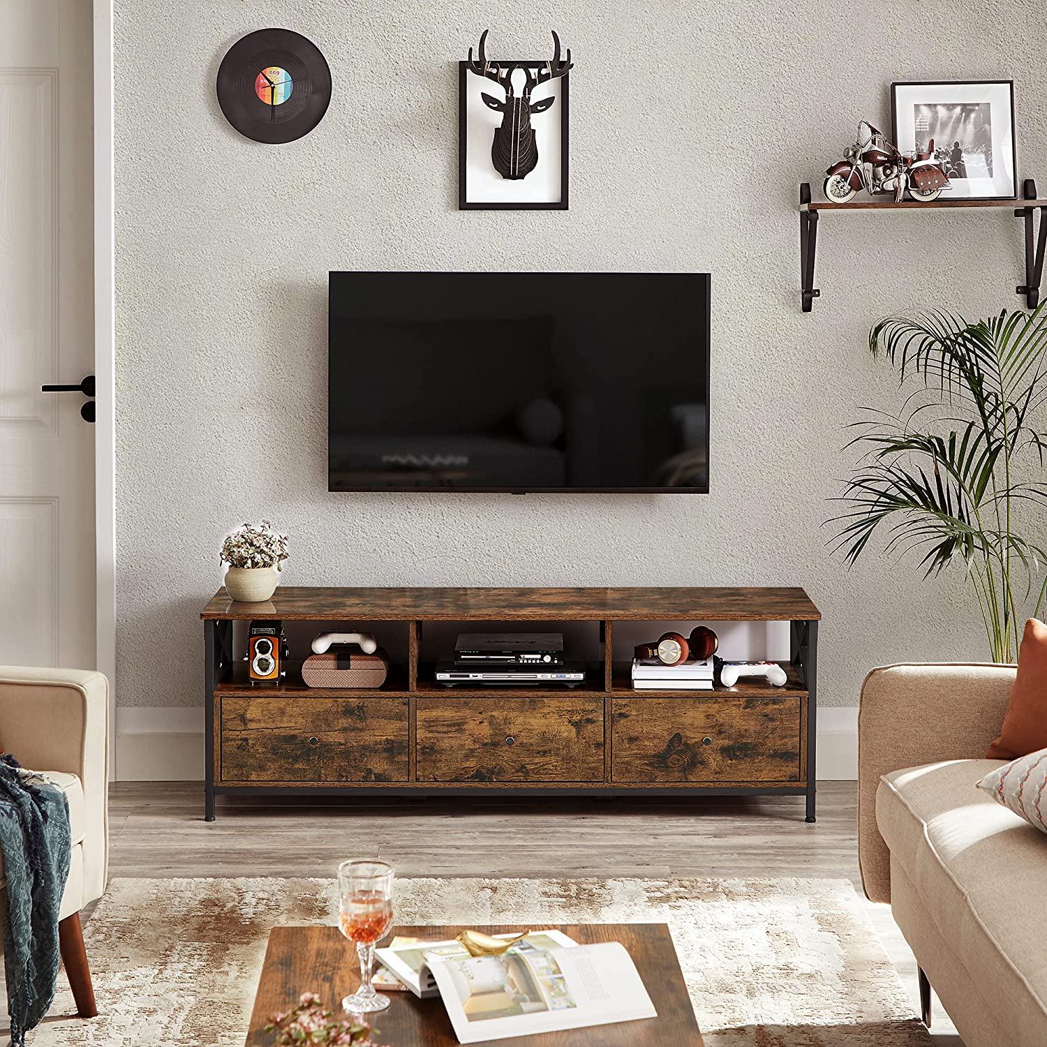 TV -möbler - soffbord - med 3 lådor - industriell design