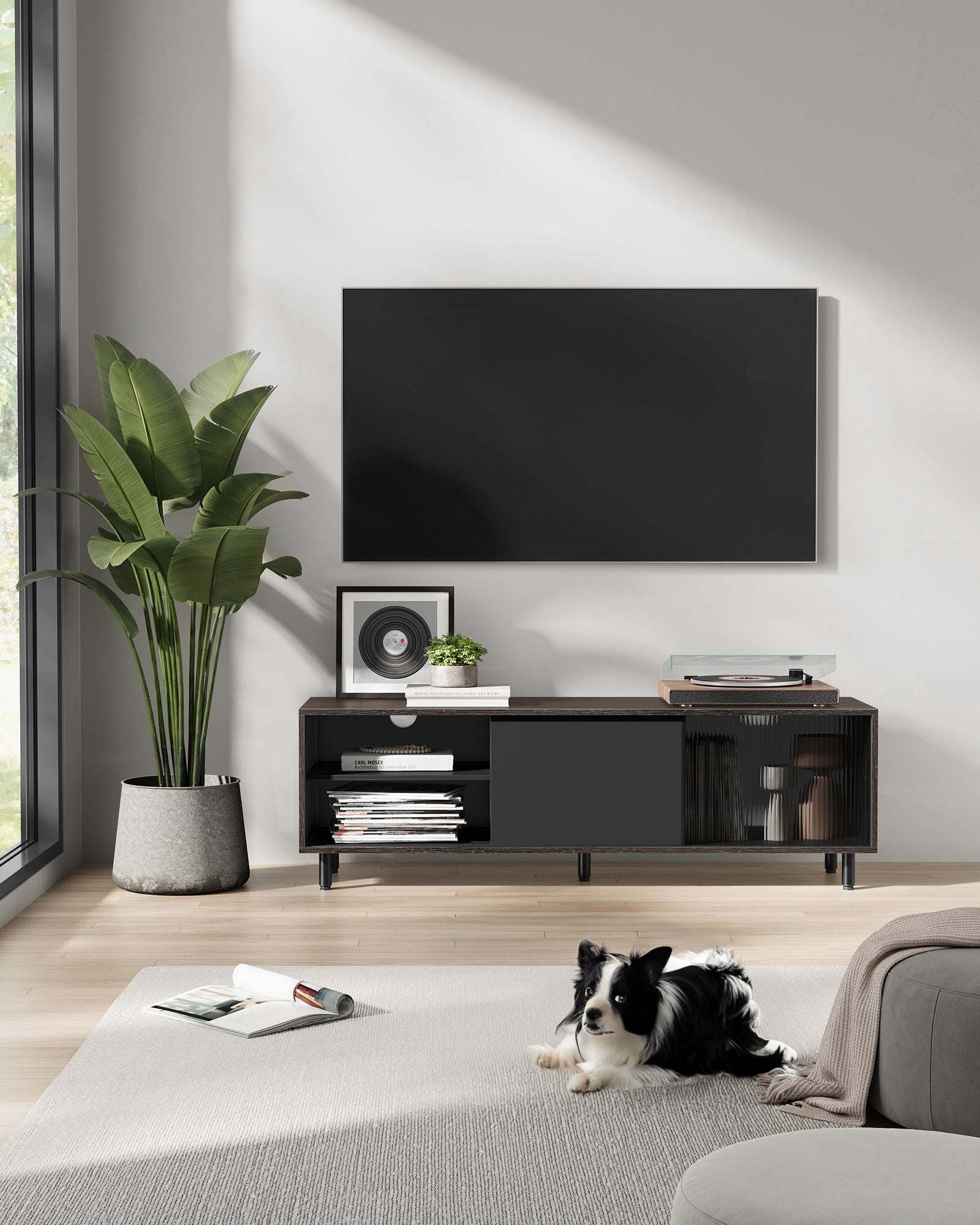 TV möbler supersnabb montering modern asbruin bläck svart