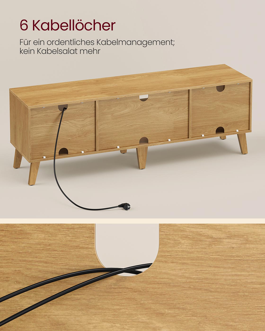 TV -möbler med justerbar hylla i övergångsstil