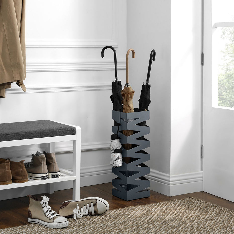 Paraplystativ – fyrkantig design – metall – antracit
