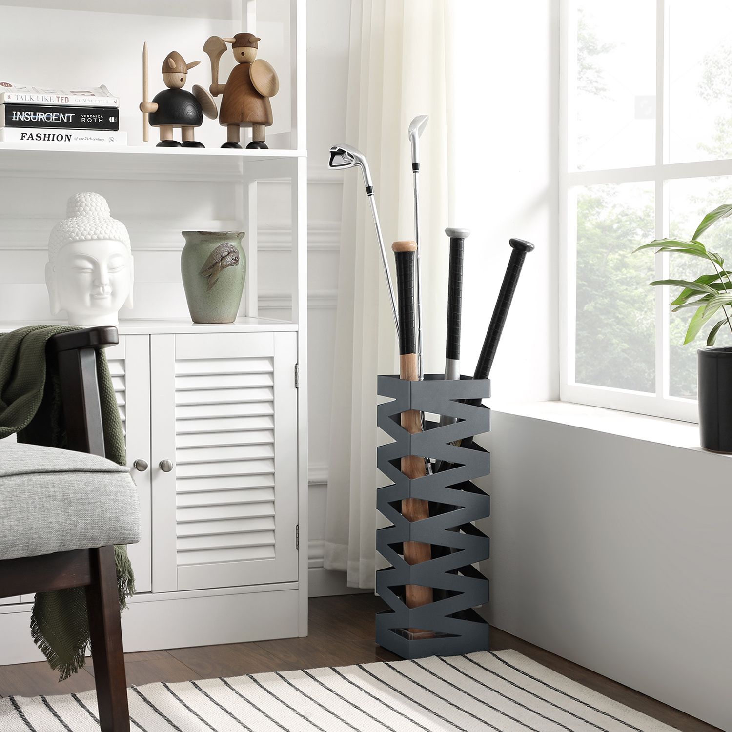 Paraplystativ – fyrkantig design – metall – antracit