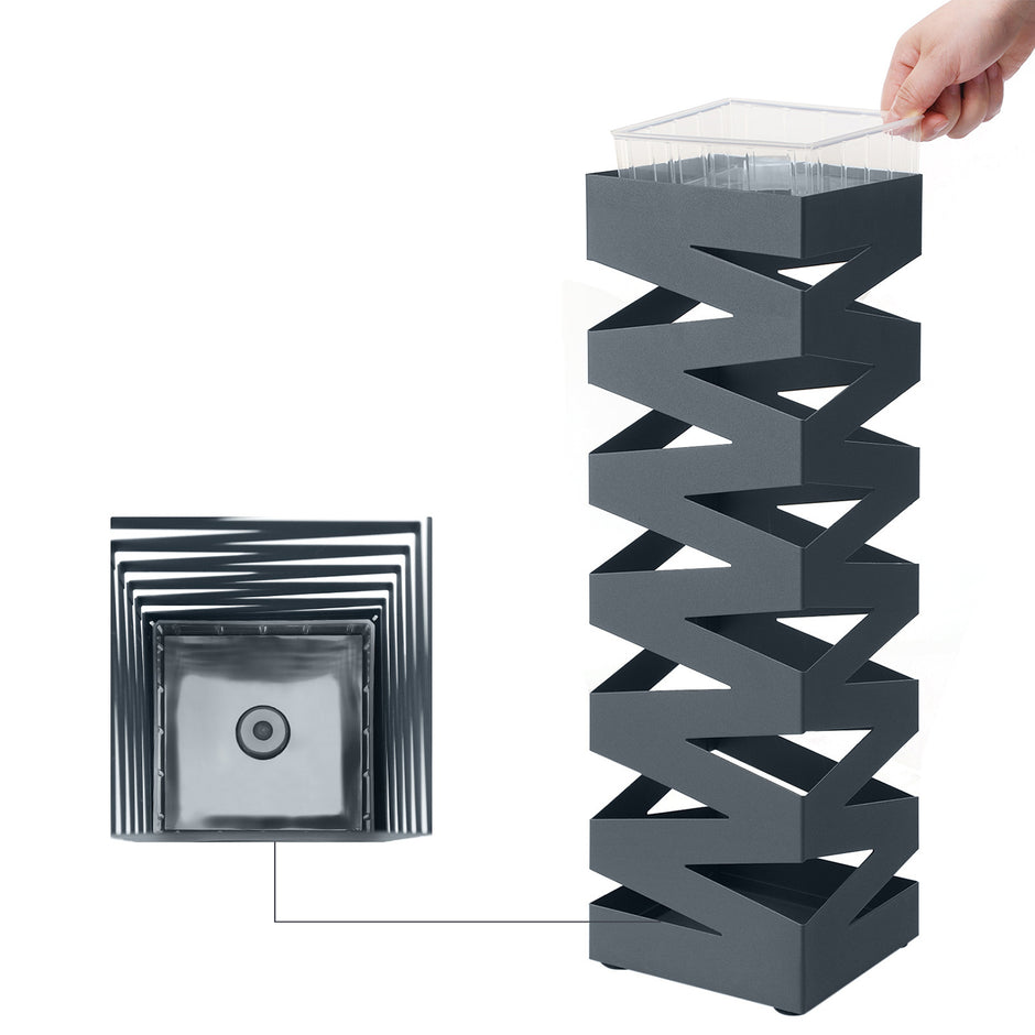 Paraplystativ – fyrkantig design – metall – antracit