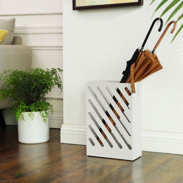 Paraplyställ – rektangulärt – stål – vitt