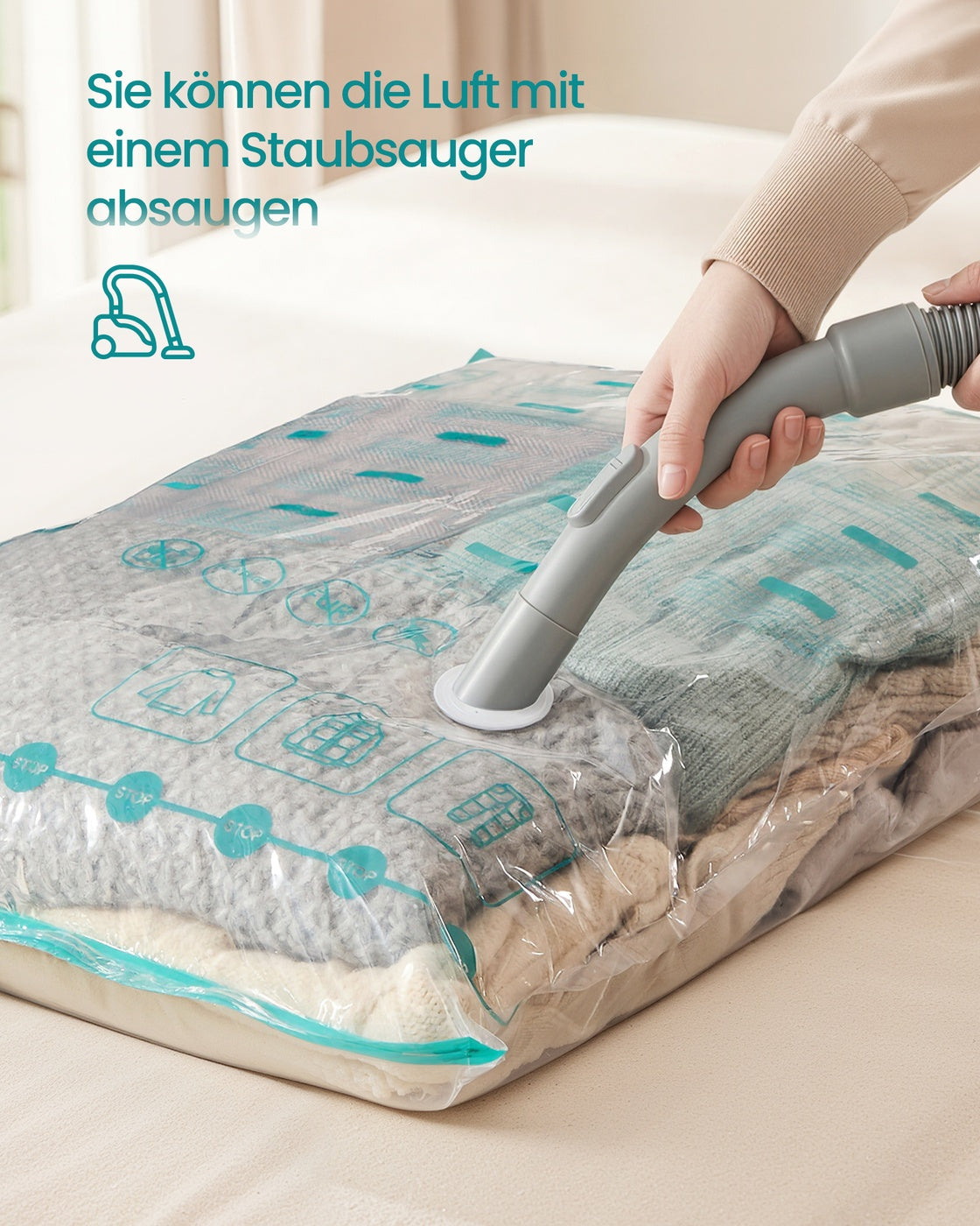 Vacuümzakken - 80 x 60 cm - Transparant - Geschikt voor kleding en beddengoed - Totaal gewicht 0,5 kg