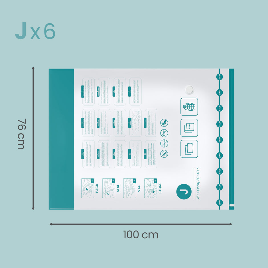 Vacuümzakken - Set van 6 - 100 x 76 cm - Herbruikbaar - Transparant