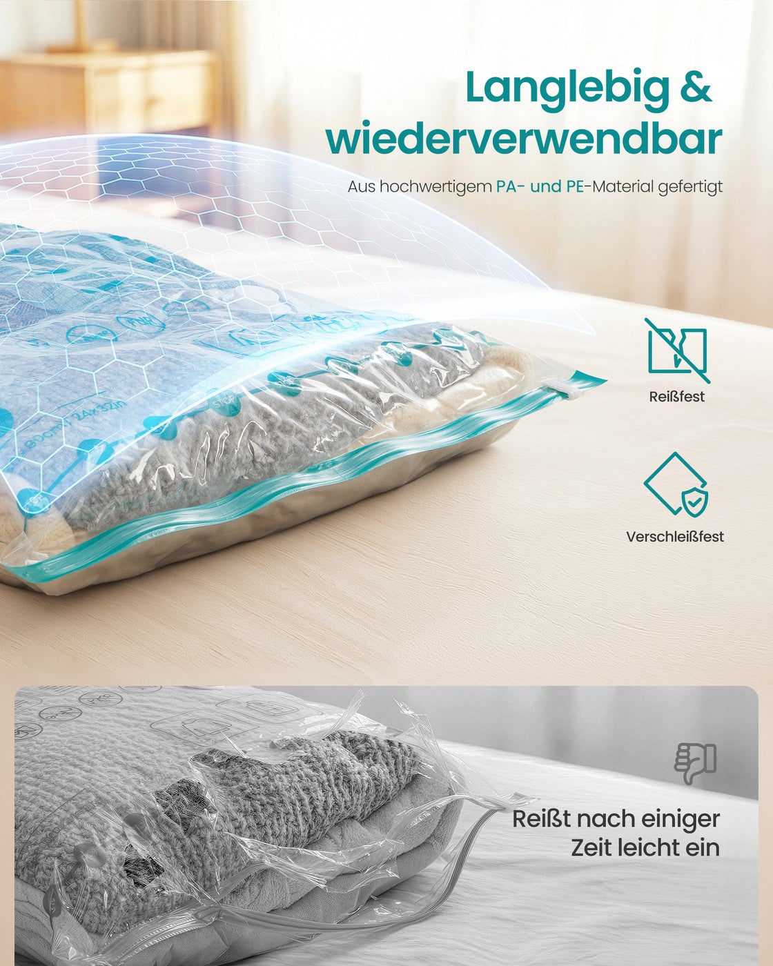 Vacuümzakken - 60 x 40 cm, 70 x 50 cm, 80 x 60 cm, 100 x 76 cm - Transparant - 1 kg