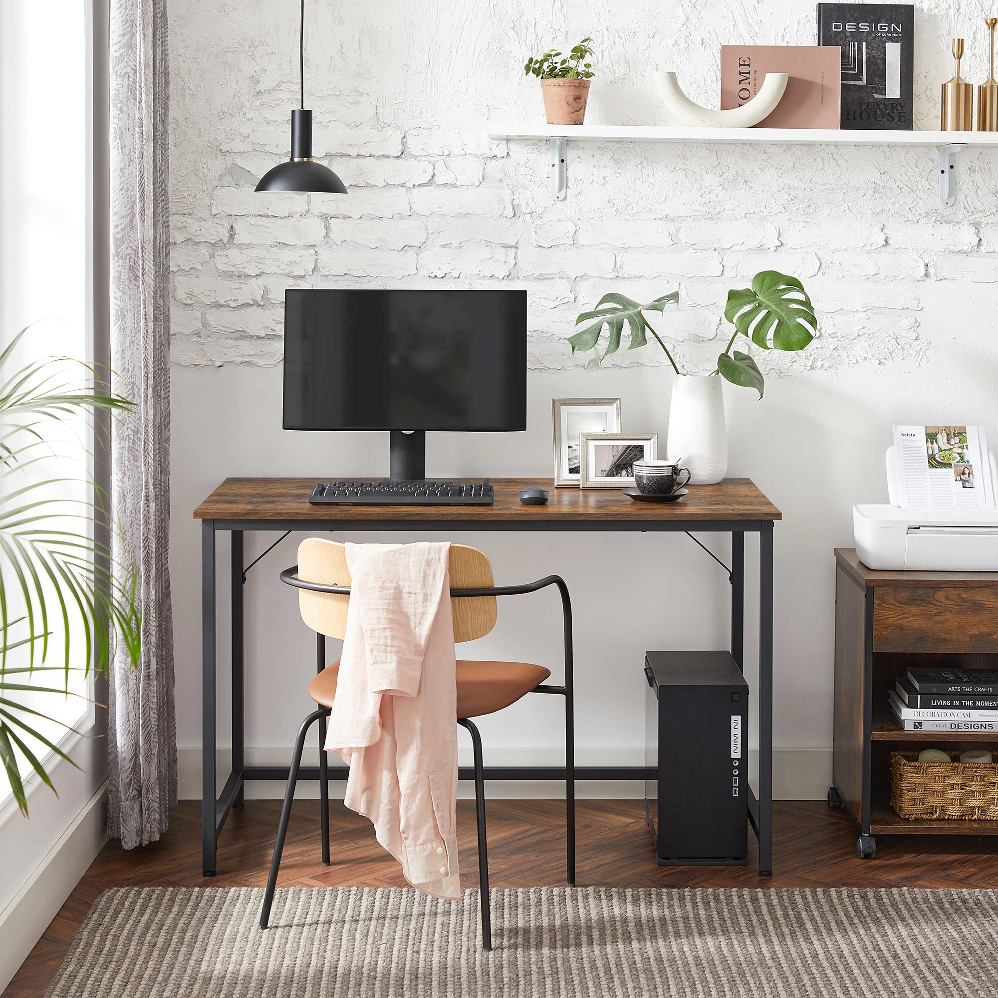 Desk - Datortabell - Office Office - PC -tabell - Vintage Brown / Black