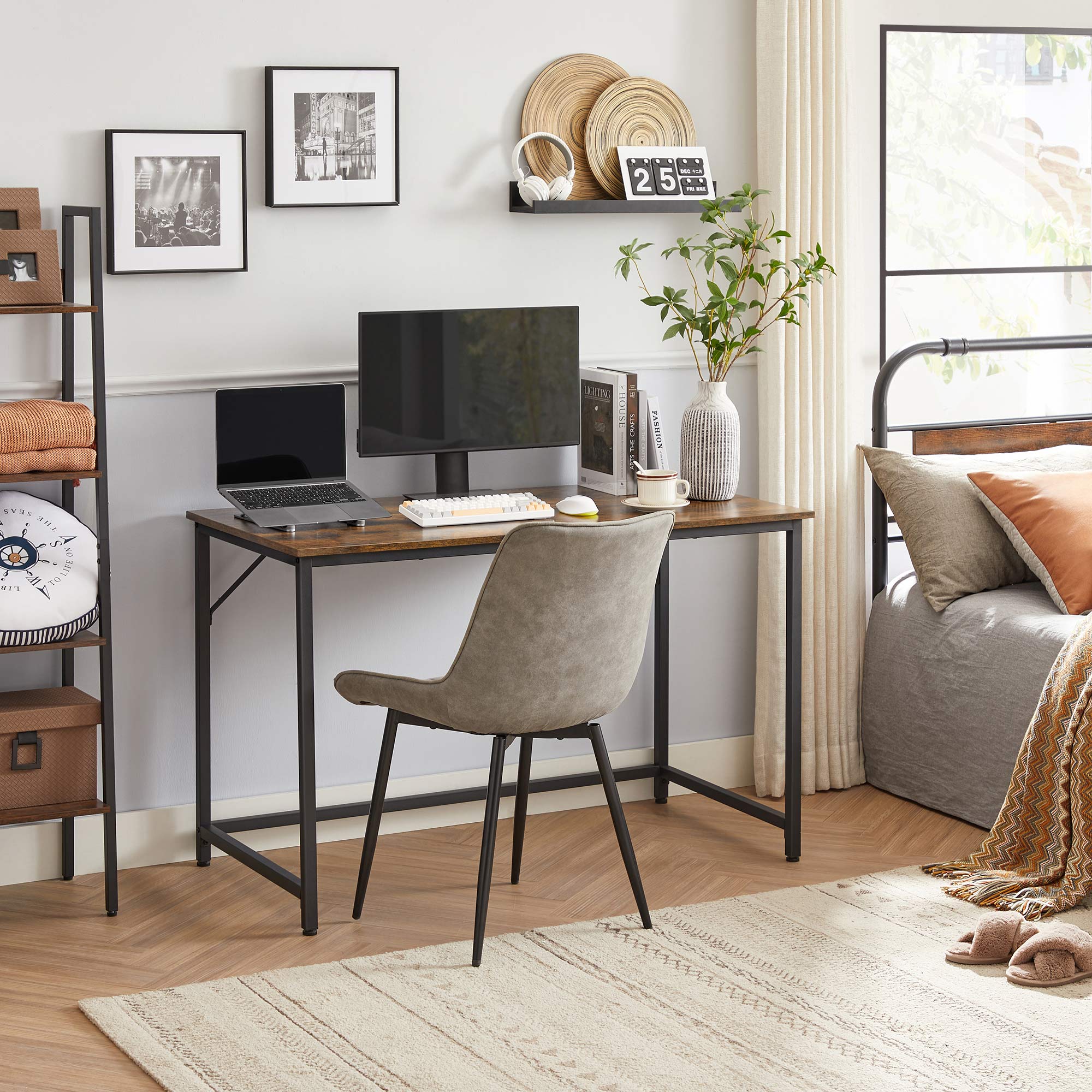 Desk - Datortabell - Office Office - PC -tabell - Vintage Brown / Black