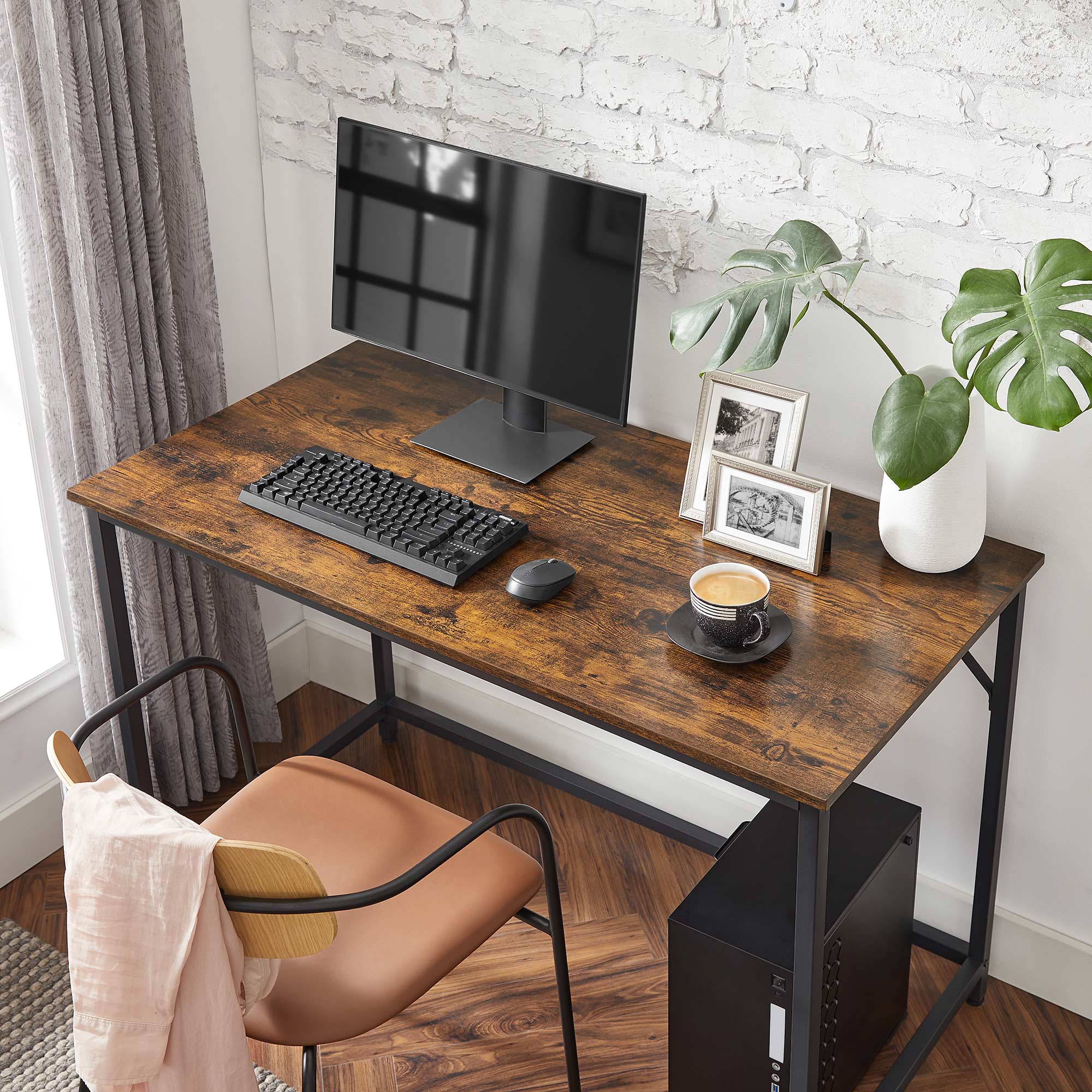 Desk - Datortabell - Office Office - PC -tabell - Vintage Brown / Black