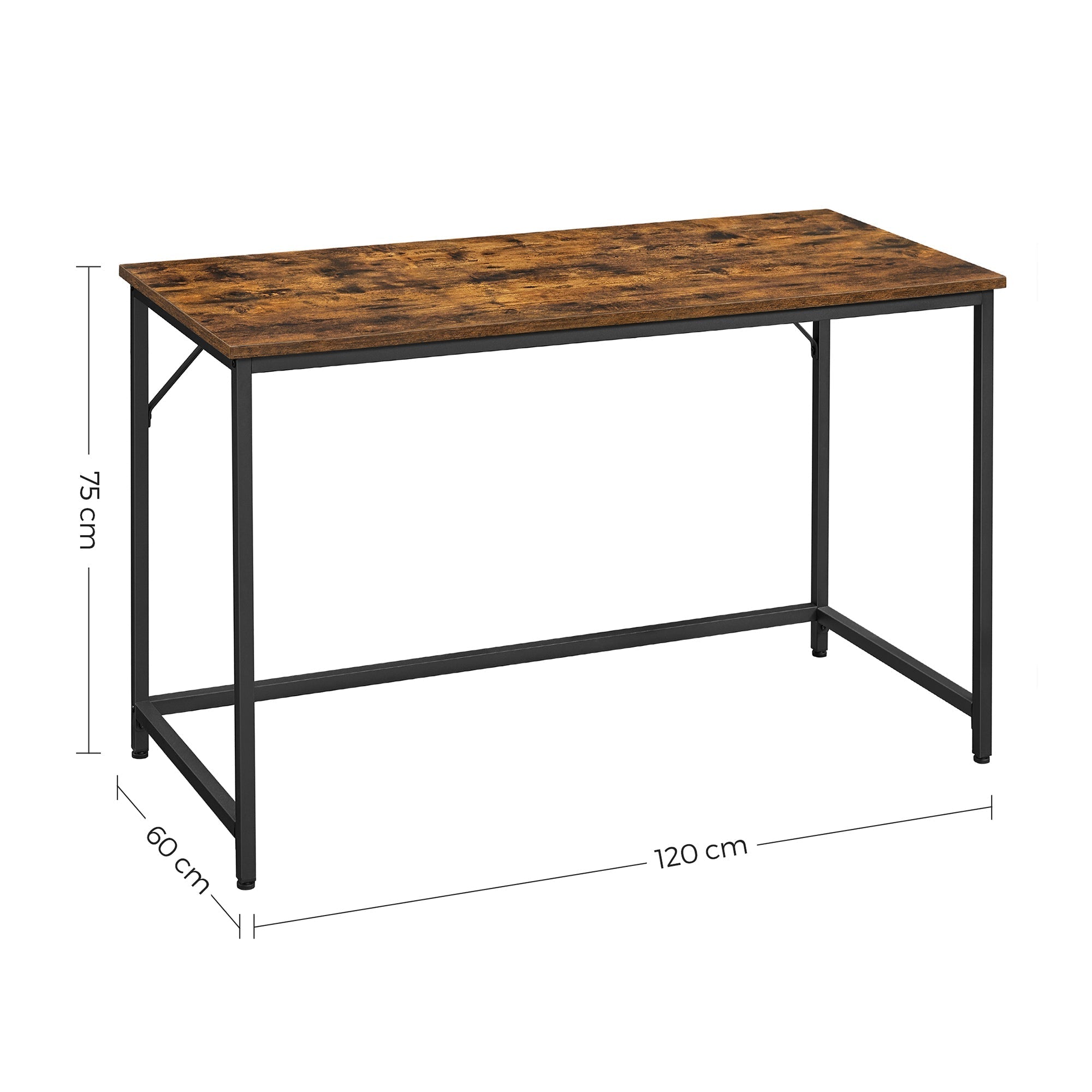 Desk - Datortabell - Office Office - PC -tabell - Vintage Brown / Black