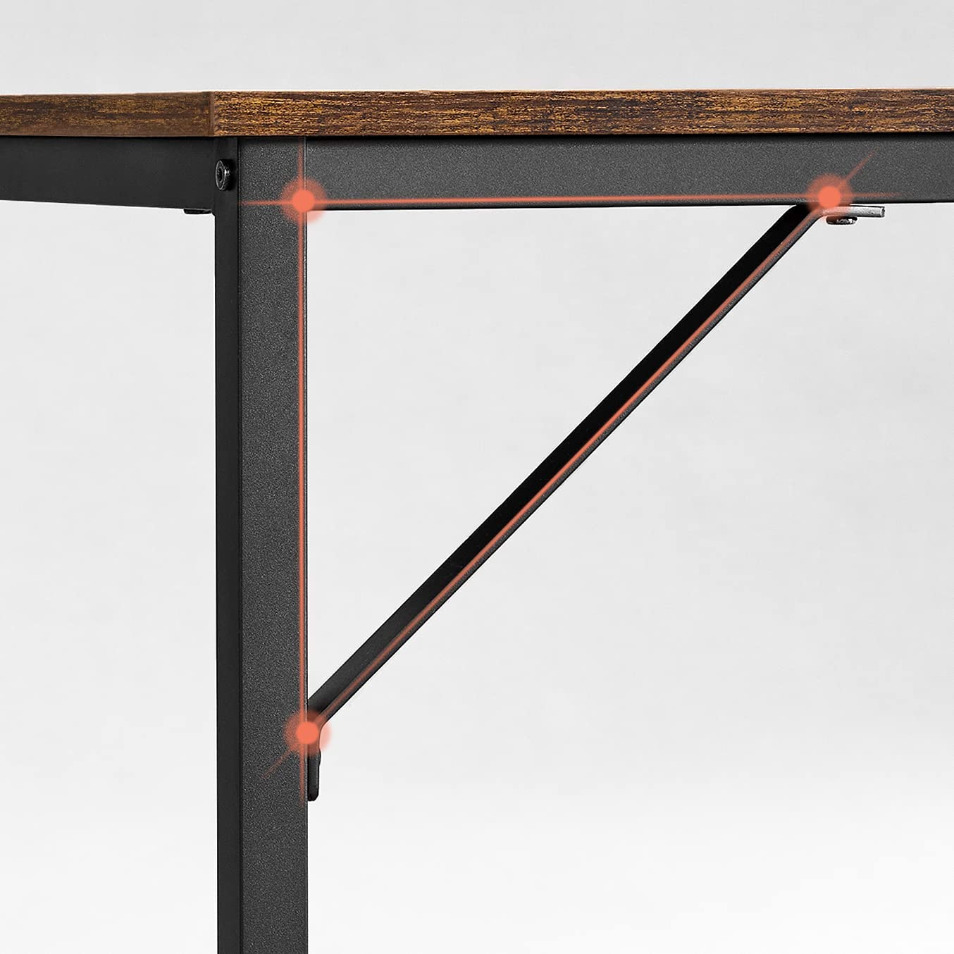 Skrivbord – Träskiva – Metallram – Vintage brun/svart