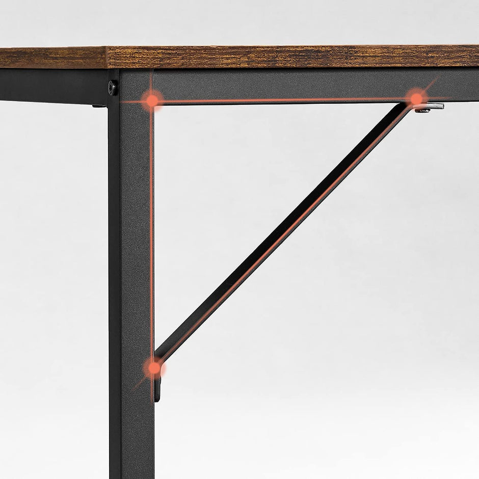 Skrivbord – Träskiva – Metallram – Vintage brun/svart