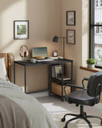 Bureau - med 2 hyllor - Ebbenzwart stålram