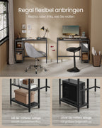 Bureau - med 2 hyllor - Ebbenzwart stålram