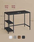 Bureau - med 2 hyllor - Ebbenzwart stålram