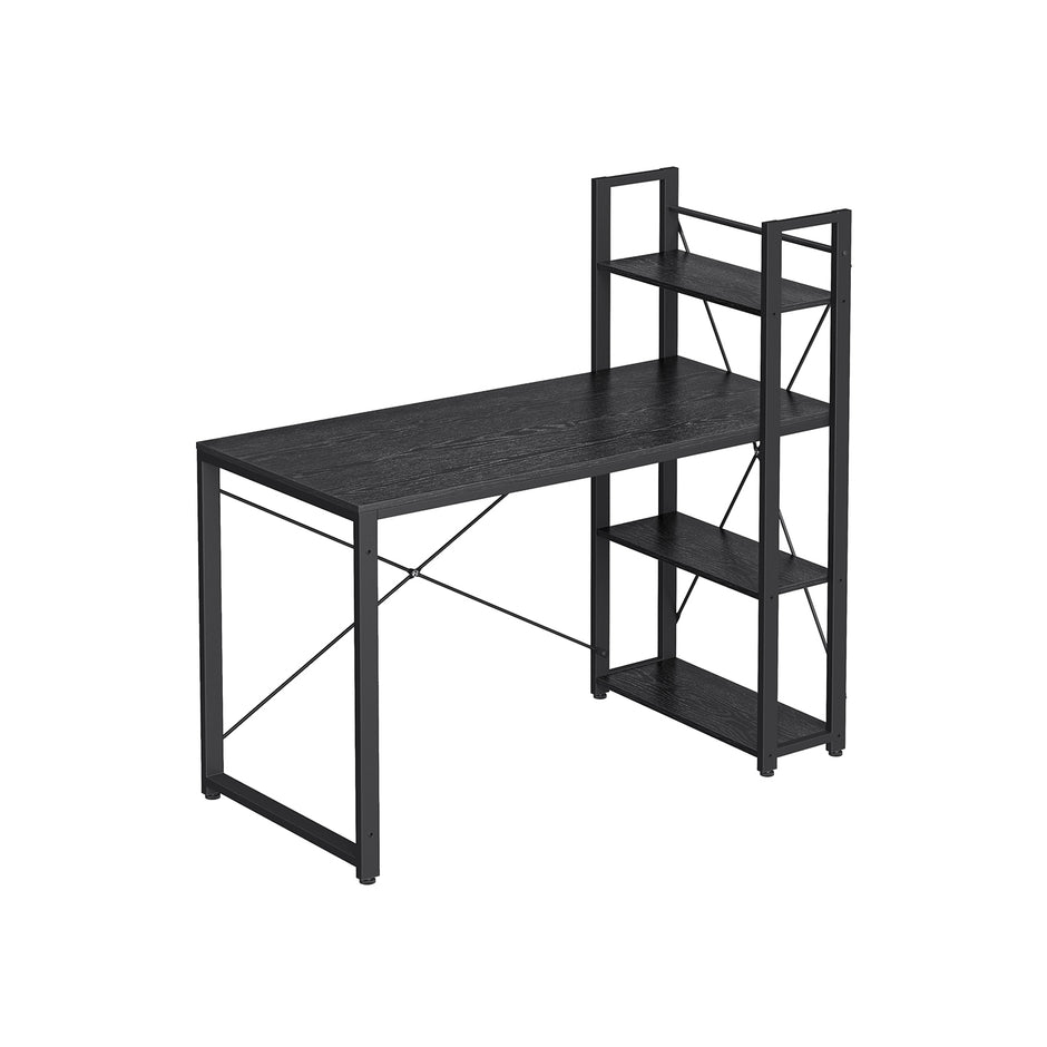 Datorbord – med hyllor – enkel konstruktion – svart