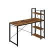 Datorbord – med hyllor – vintage brun-svart