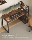 Datorbord – med hyllor – vintage brun-svart
