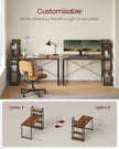 Datorbord – med hyllor – vintage brun-svart
