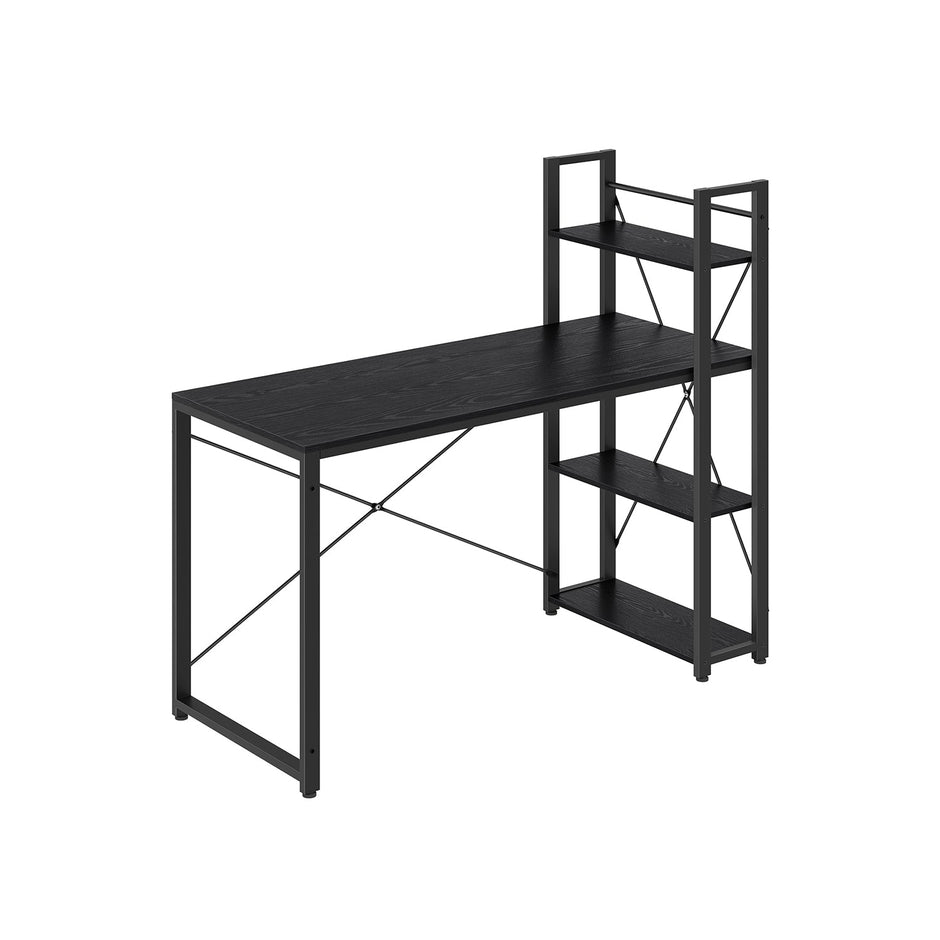 Datorbord – med hyllor – vintage brun-svart