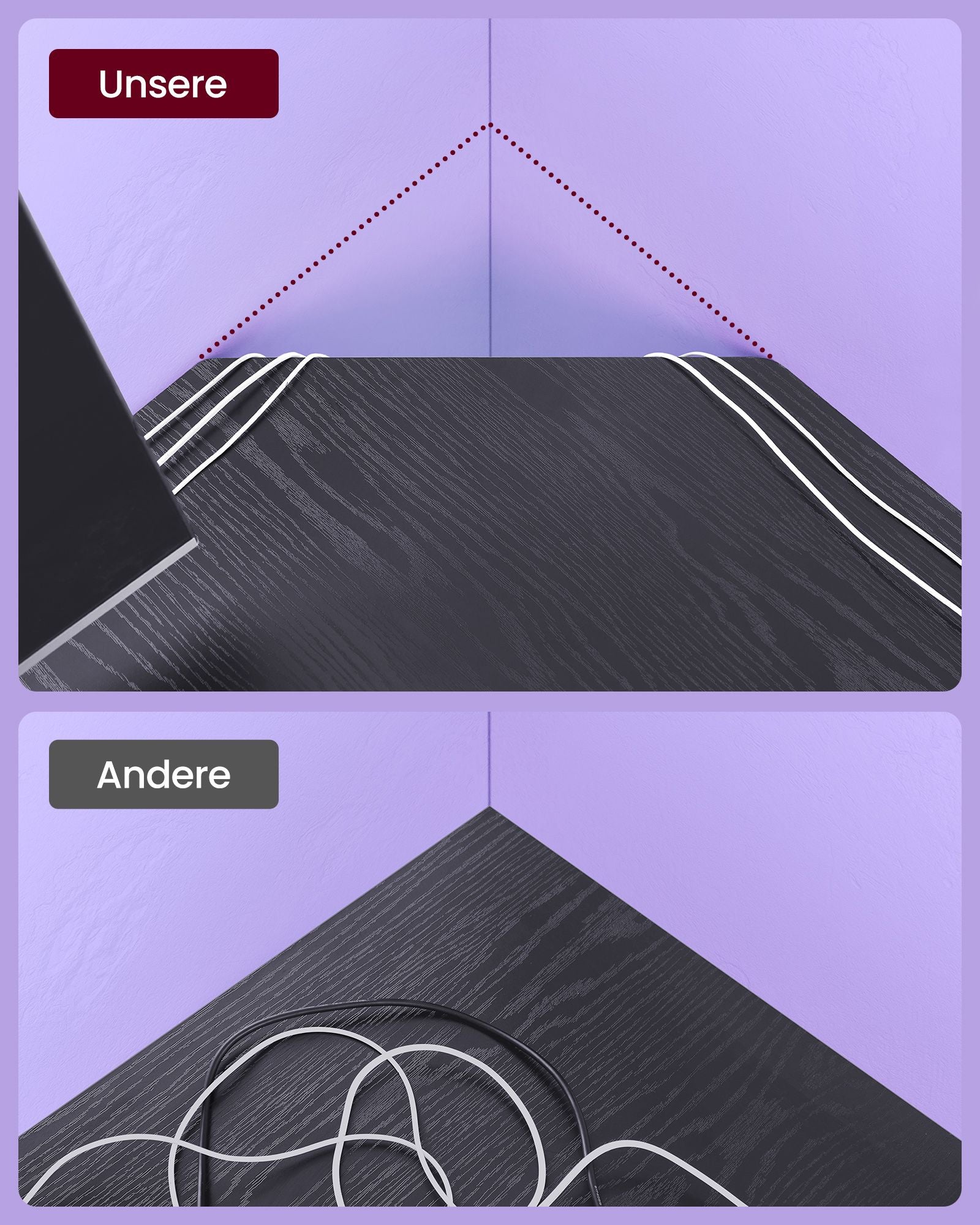 L-format skrivbord, lätt att ställa in