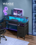 Skrivbord med lådor och uttag i ebenholts svart