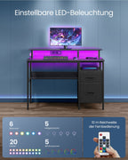 Skrivbord med lådor och uttag i ebenholts svart