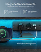 Skrivbord med lådor och uttag i ebenholts svart