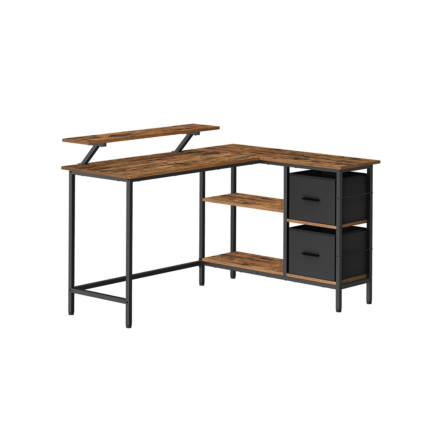 L-formad skrivbord-med 2 lådor-135 × 105 cm