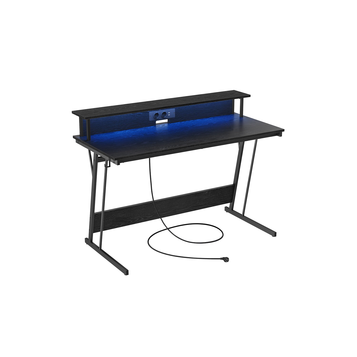 Skrivbord med monitorstativ – 135 cm – svart