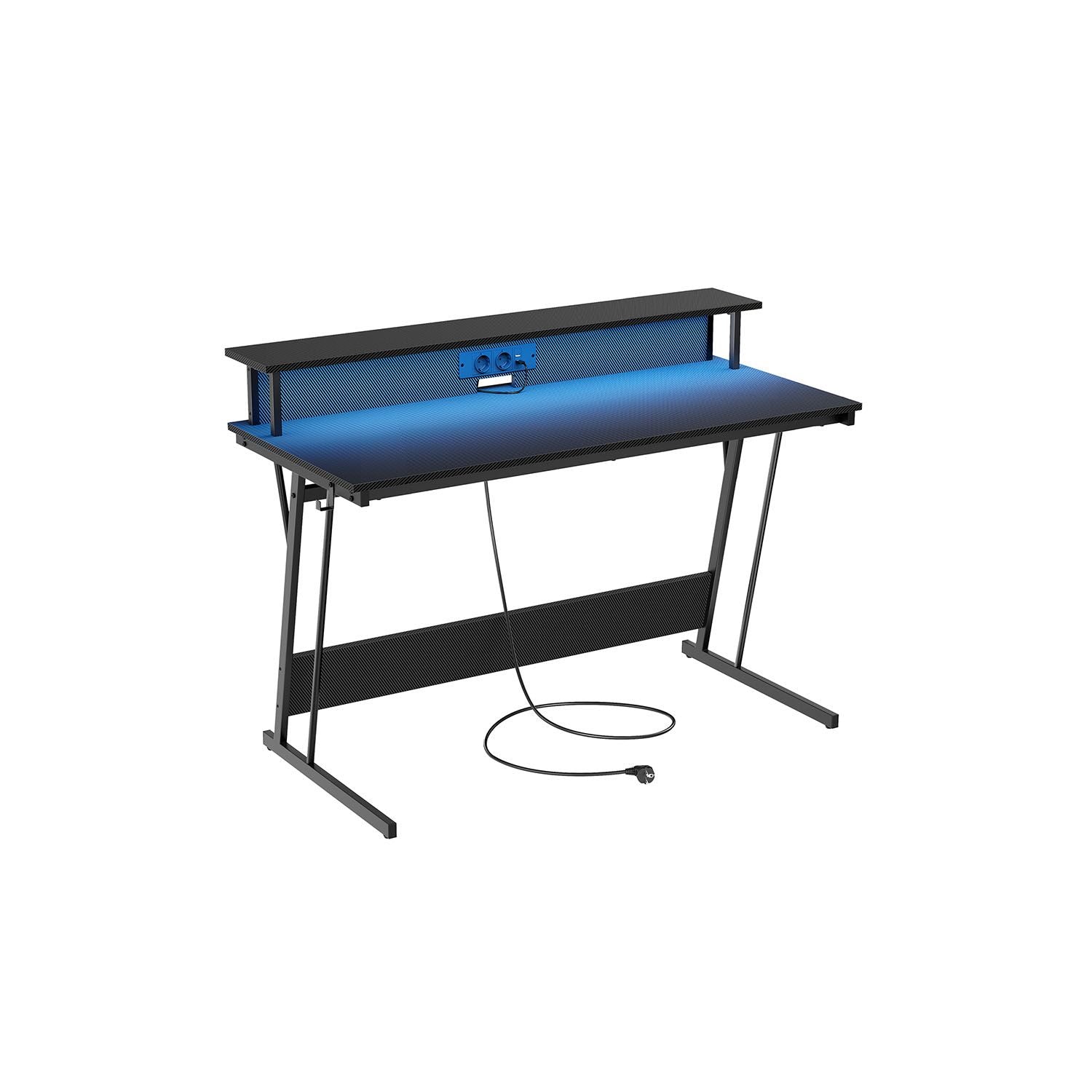 Skrivbord med monitorstativ – 135 cm – svart