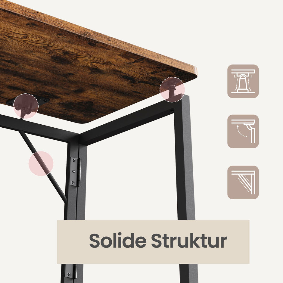 Opklapbaar Bureau - 80 x 40 cm - Afgeronde Hoeken - Ruimtebesparend - Bruin