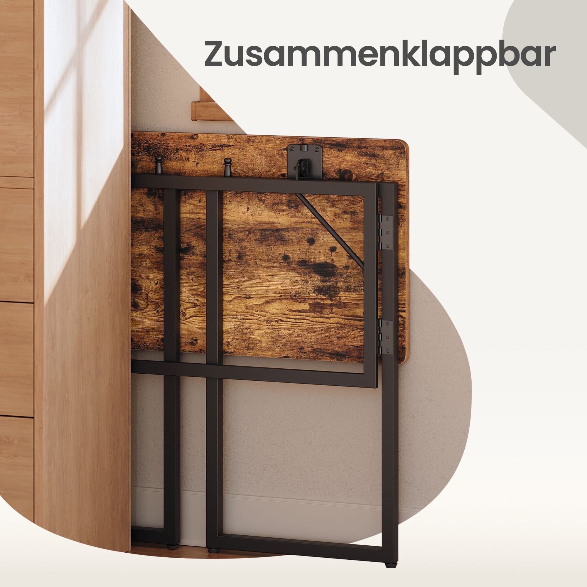 Opklapbaar Bureau - 80 x 40 cm - Afgeronde Hoeken - Ruimtebesparend - Bruin