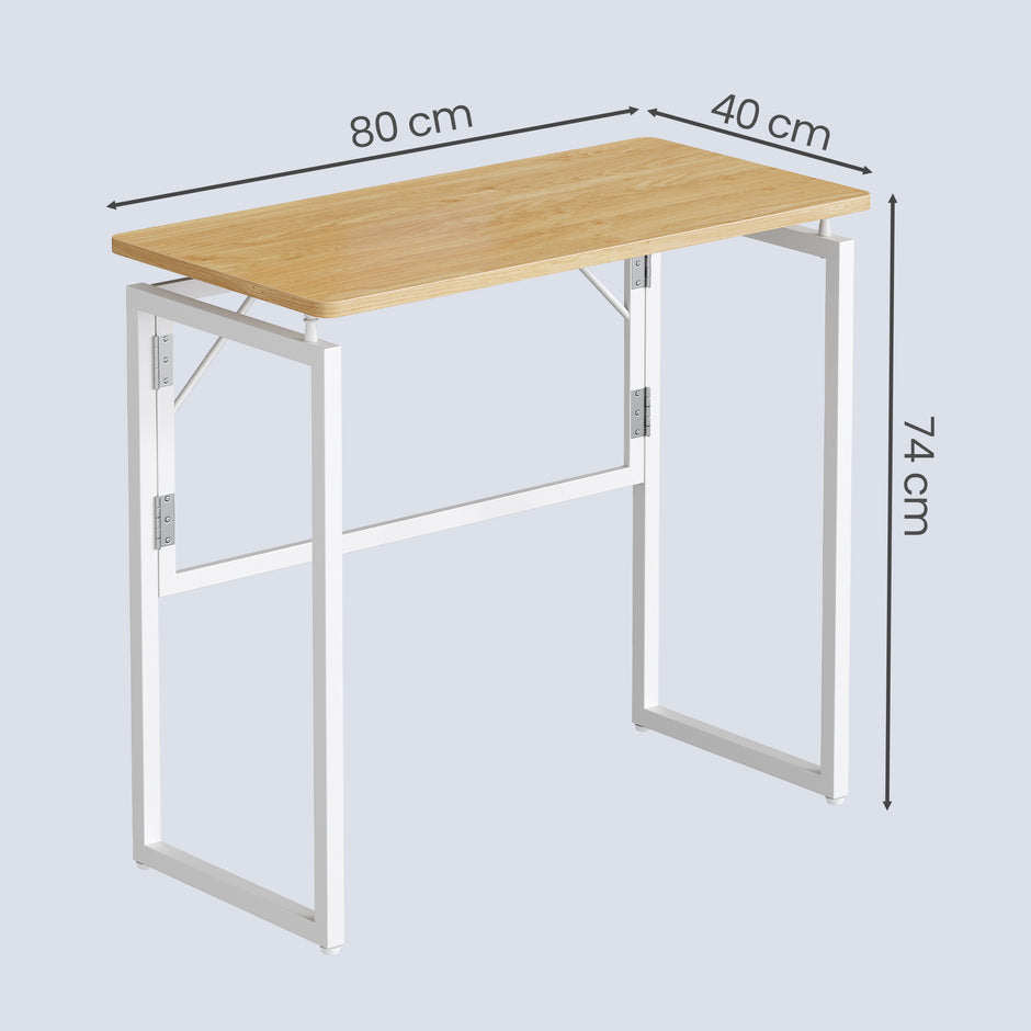 Opklapbaar Bureau - 80 x 40 cm - Afgeronde Hoeken - Ruimtebesparend - Eiken