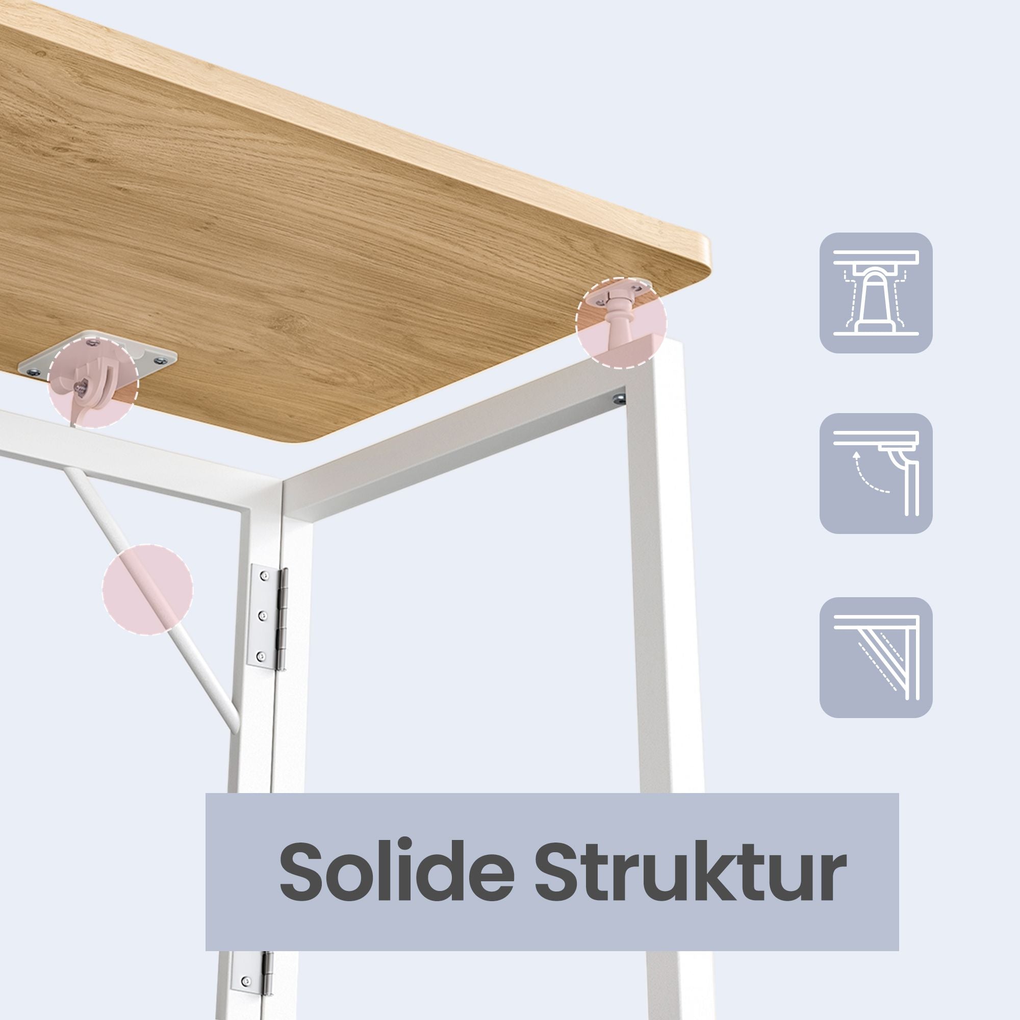 Opklapbaar Bureau - 80 x 40 cm - Afgeronde Hoeken - Ruimtebesparend - Eiken