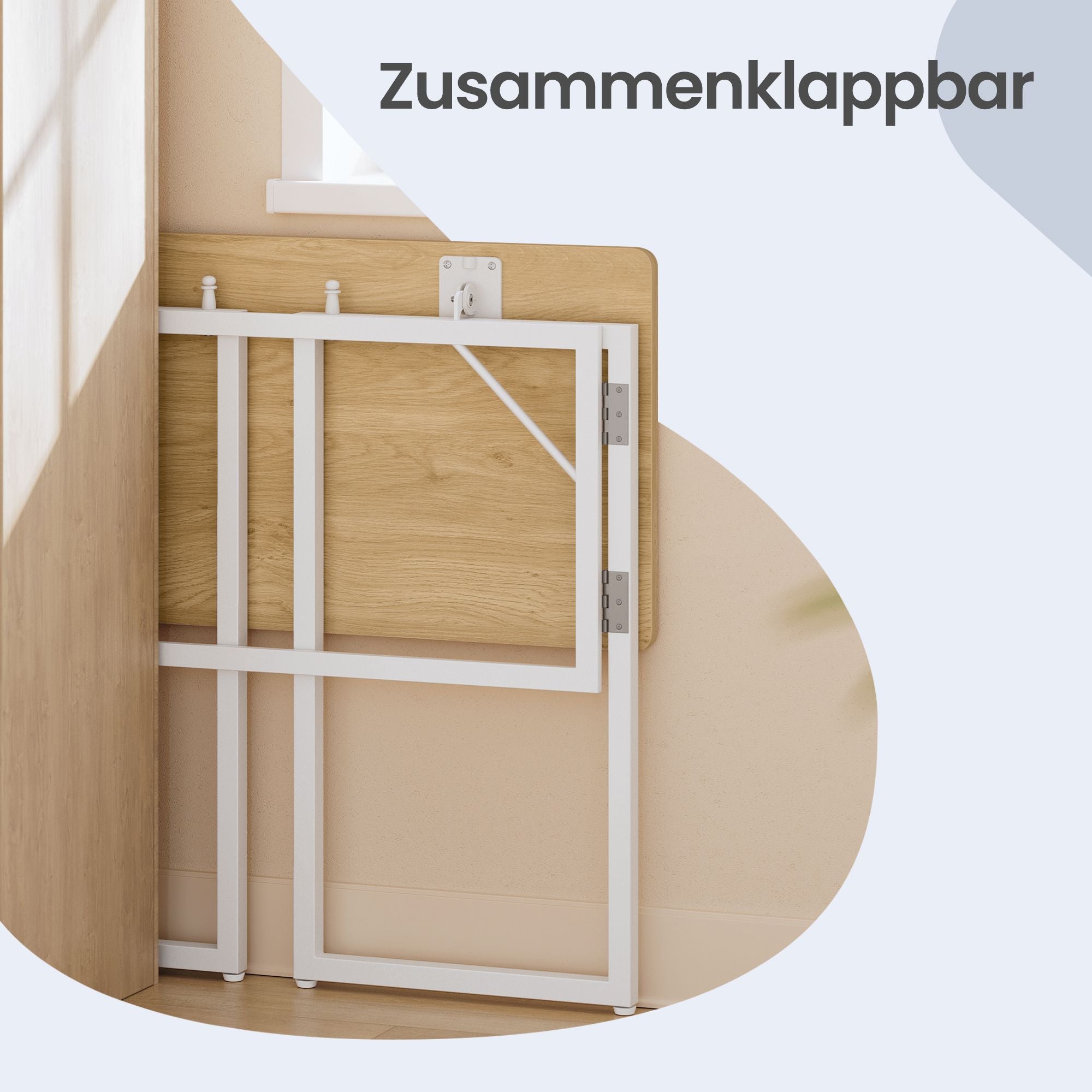 Opklapbaar Bureau - 80 x 40 cm - Afgeronde Hoeken - Ruimtebesparend - Eiken