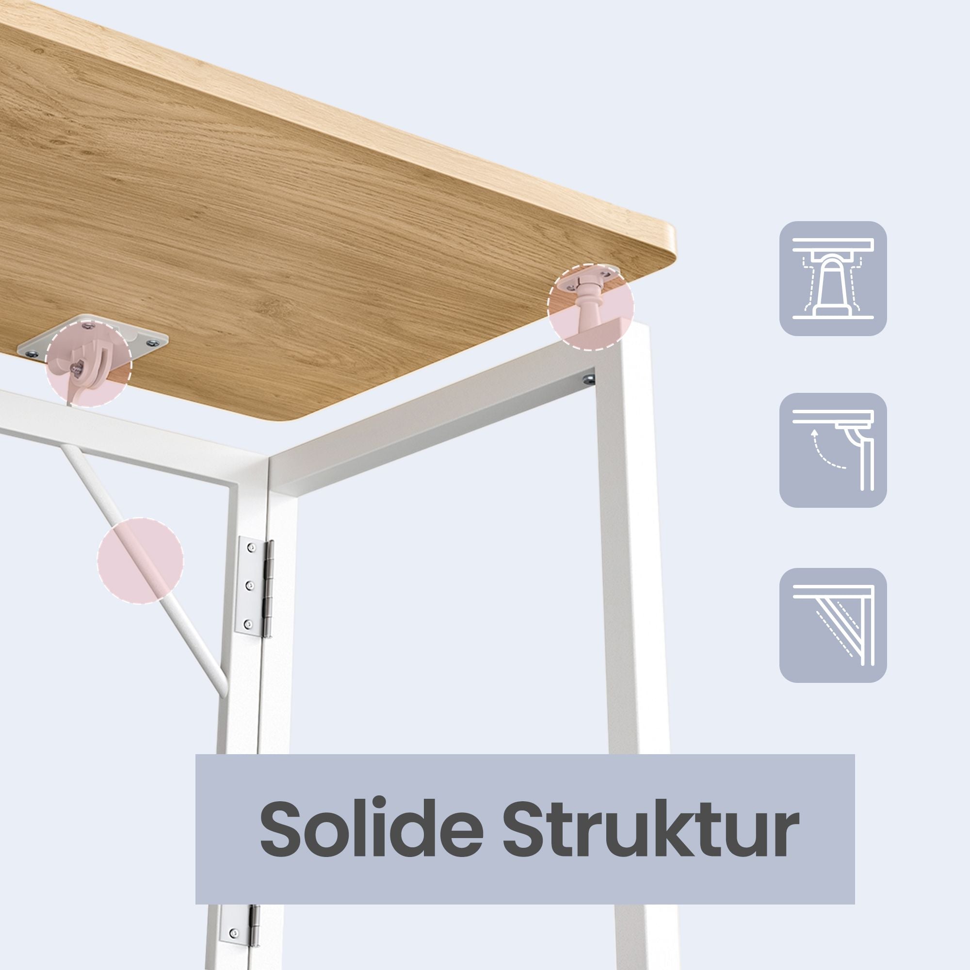 Opklapbaar Bureau - 100 x 50 cm - Afgeronde Hoeken - Ruimtebesparend - Eiken