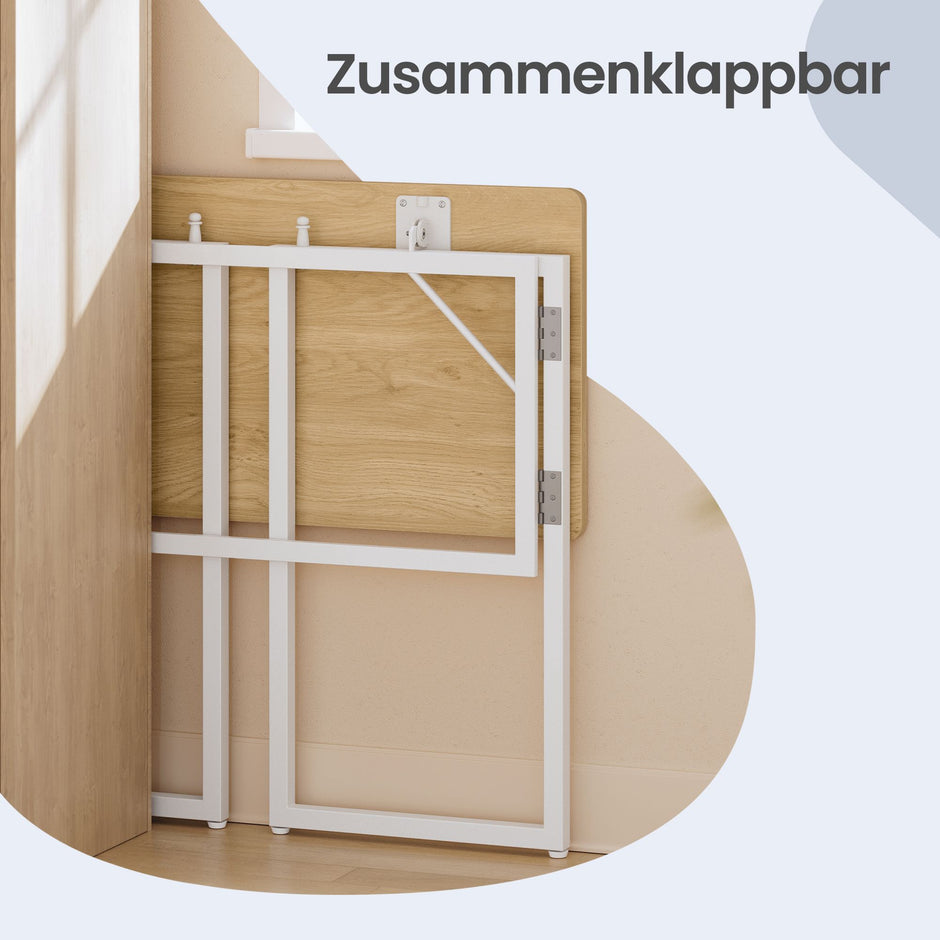 Opklapbaar Bureau - 100 x 50 cm - Afgeronde Hoeken - Ruimtebesparend - Eiken
