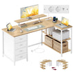Hoekbureau - L-Vorm - Omkeerbaar - 4 Lades - Tarwegeel-Mat Wit
