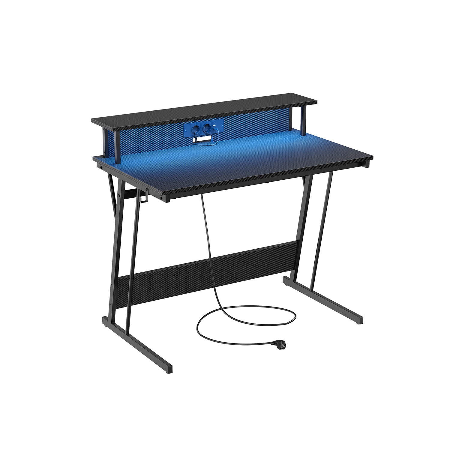 Skrivbord med socket 60 x 120 x 76 cm sot svart