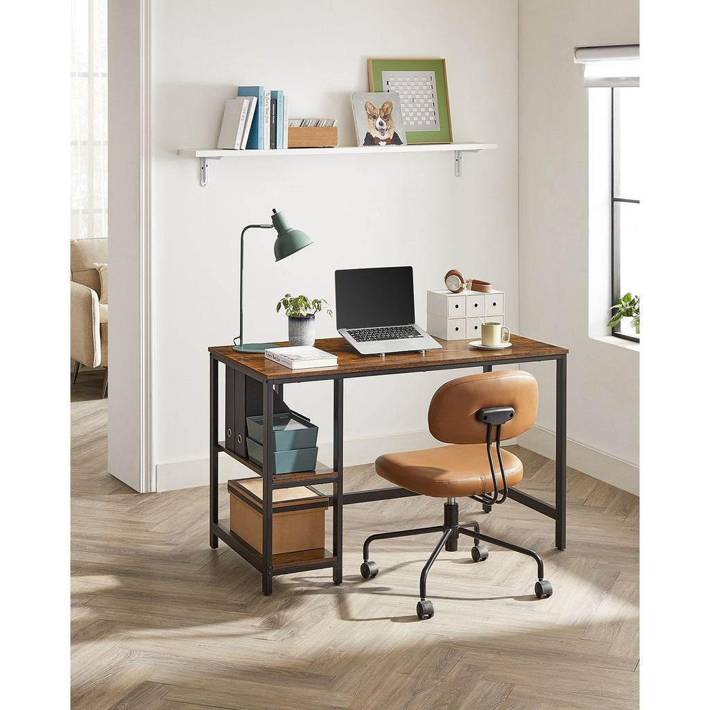 Skrivbord - PC -tabell med 2 hyllor - vänster eller höger montering - 120 x 60 x 75 cm