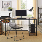 Datorbord - skrivbord med 2 hyllor - stålram - brun/svart